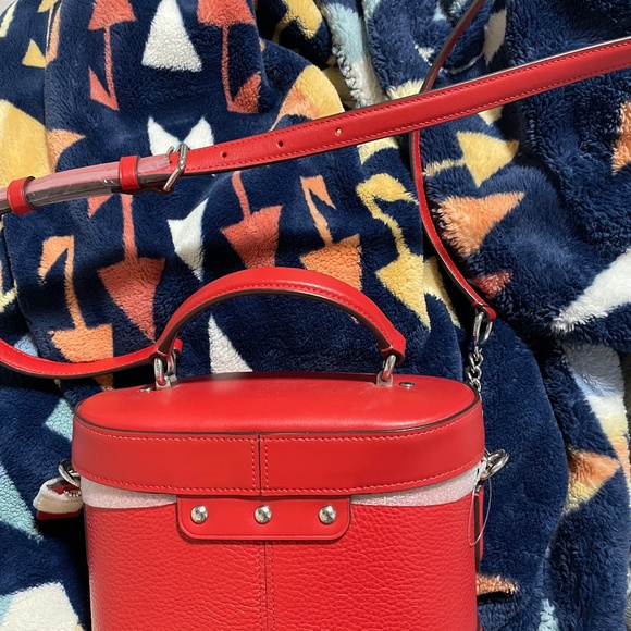 Coach Georgie Gem Crossbody Vanity Case Signature Leather Purse.Bright Poppy Red - Picture 1 of 4